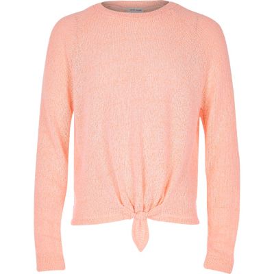 Girls coral knot front top